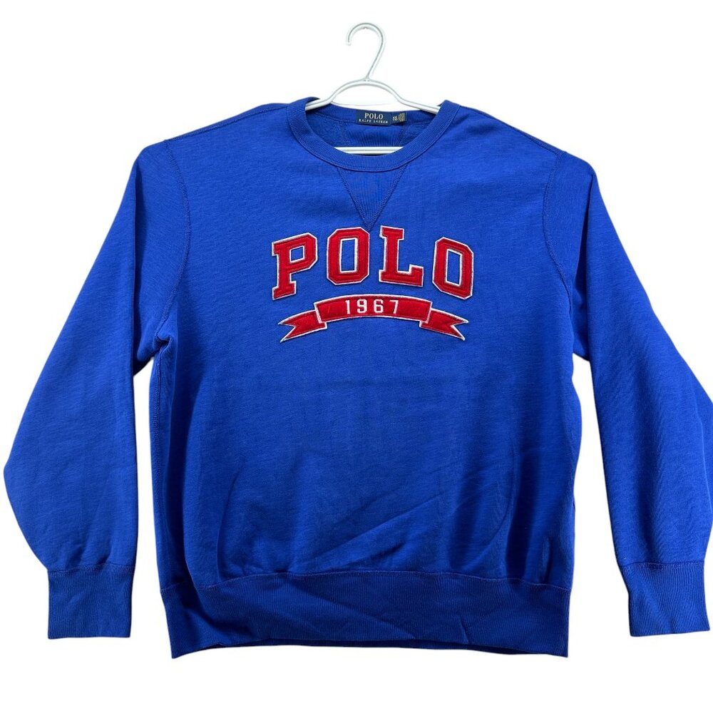 Polo Ralph Lauren Mens XXL Pullover Crew Neck Sweatshirt Blue Red Cotton Blend